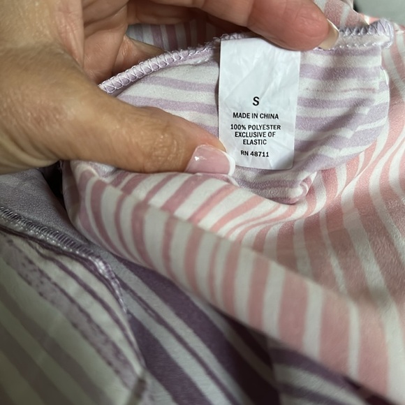 Ophelia Roe Smocked Puff Sleeve Pink & Purple Striped Mini Dress – Size Small - Picture 7 of 8